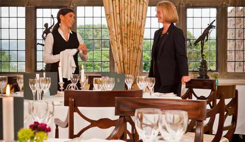 Staff in South Dining Room at Bodysgallen Hall Staff in South Dining Room at Bodysgallen Hall