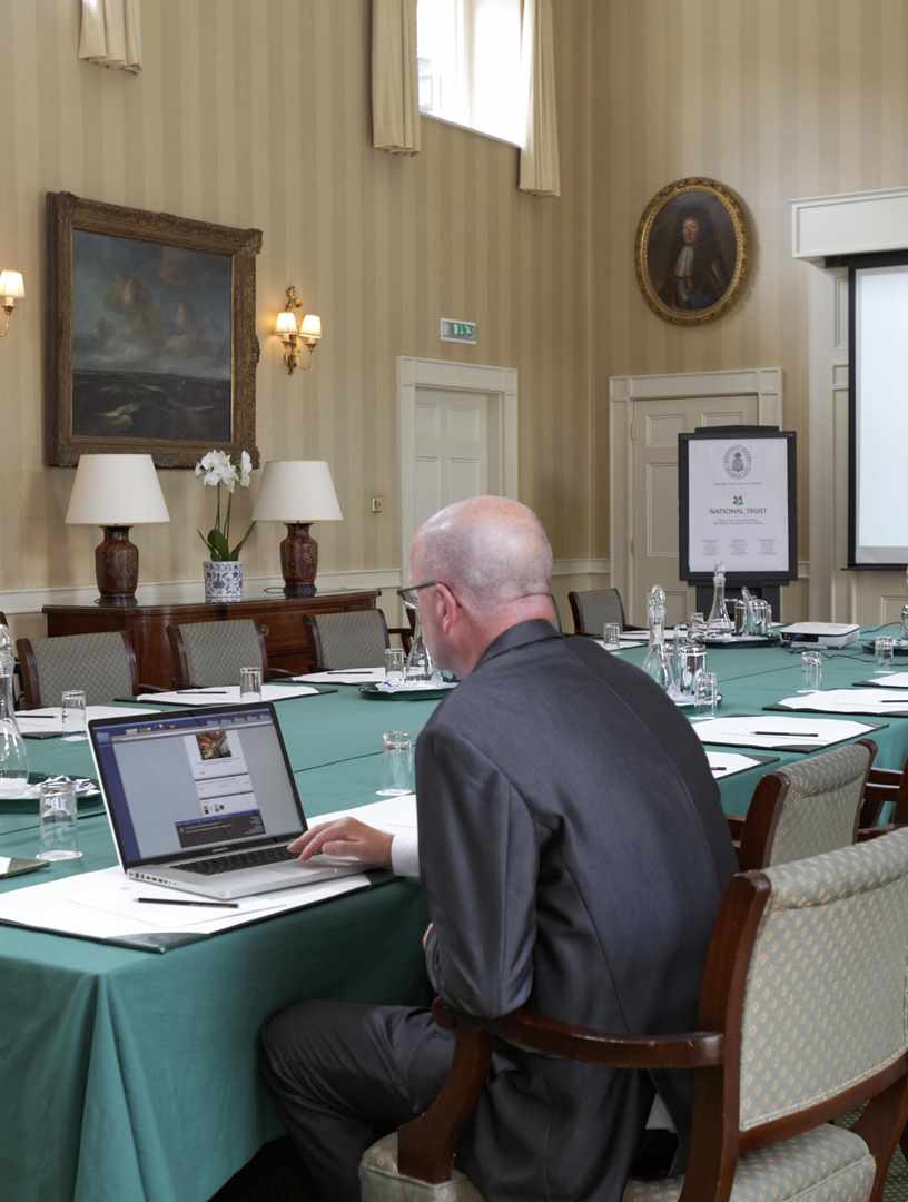 Working in the James Gibbs meeting room at Hartwell House Working in the James Gibbs meeting room at Hartwell House